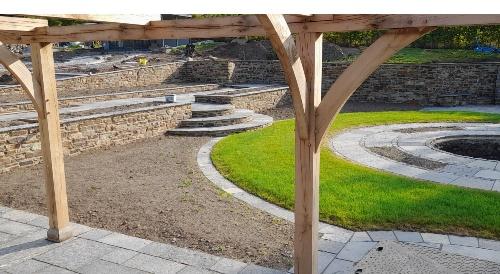 the courtyard viewed from the pergola