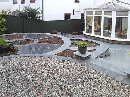 Hard landscaping in a sloped garden