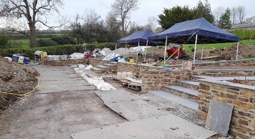 paving and cobbling in the courtyard area