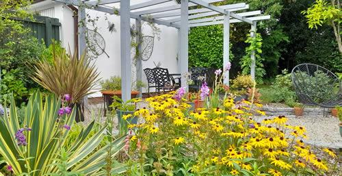 Pergola in a beautiful garden