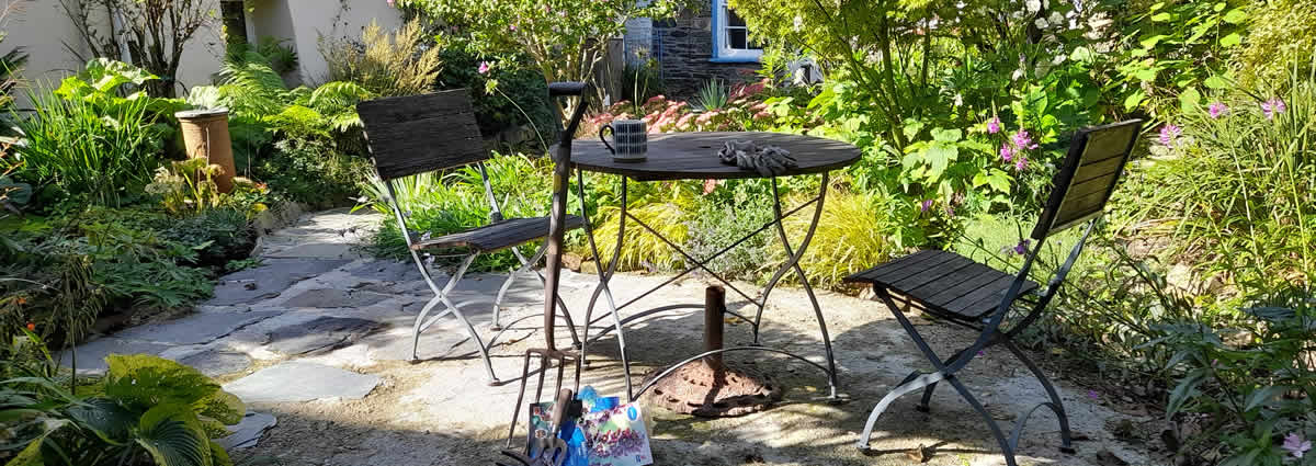 Relaxing patio seating area in the garden