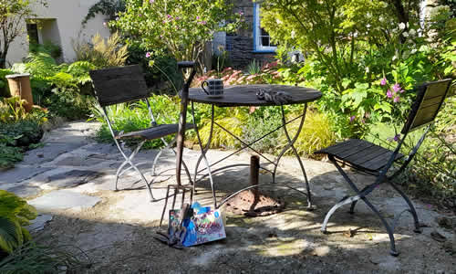 Relaxing patio seating area in the garden